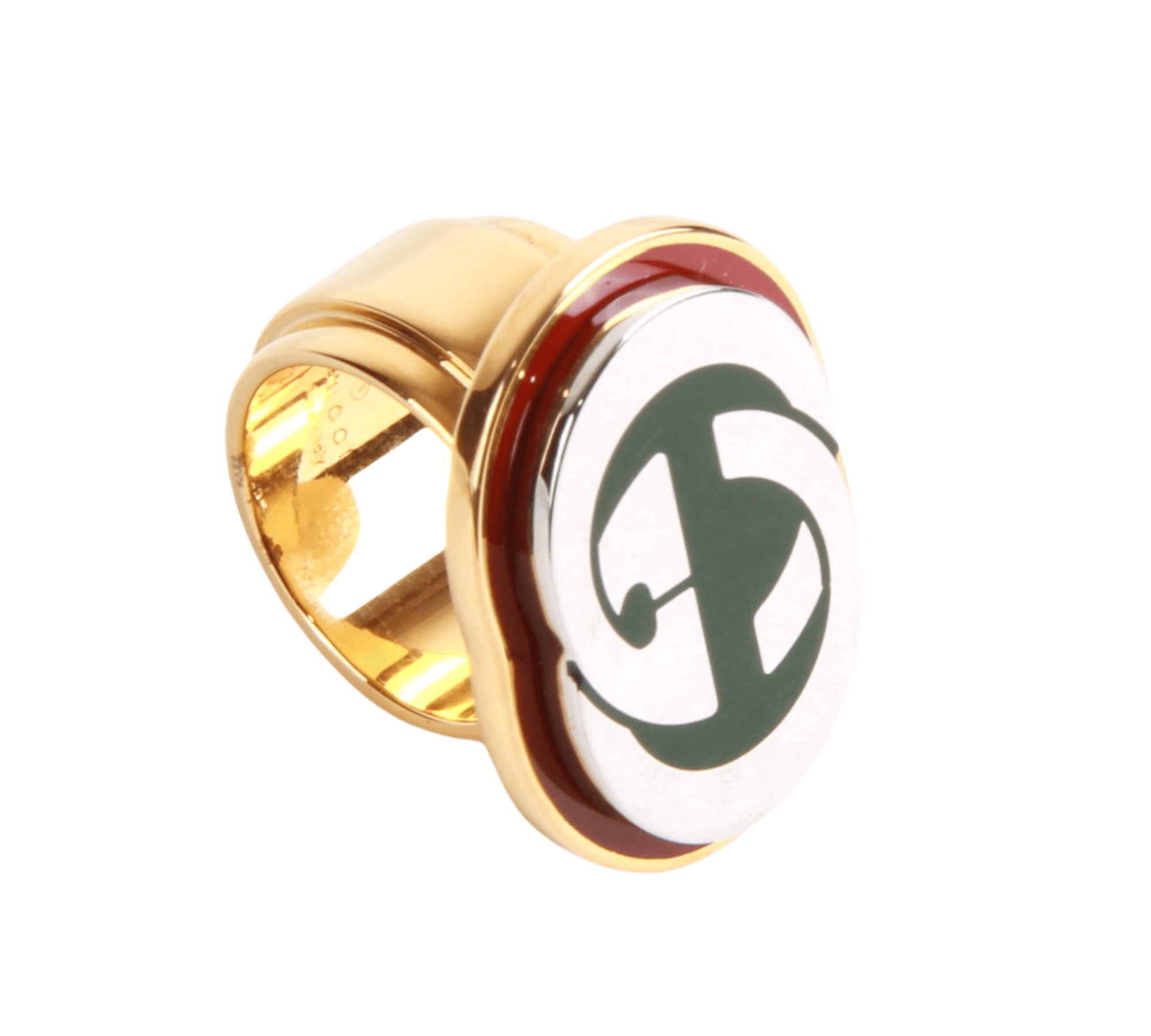 Authentic Gucci Gold Green Red Silver GG signet ring | Connect Japan Luxury