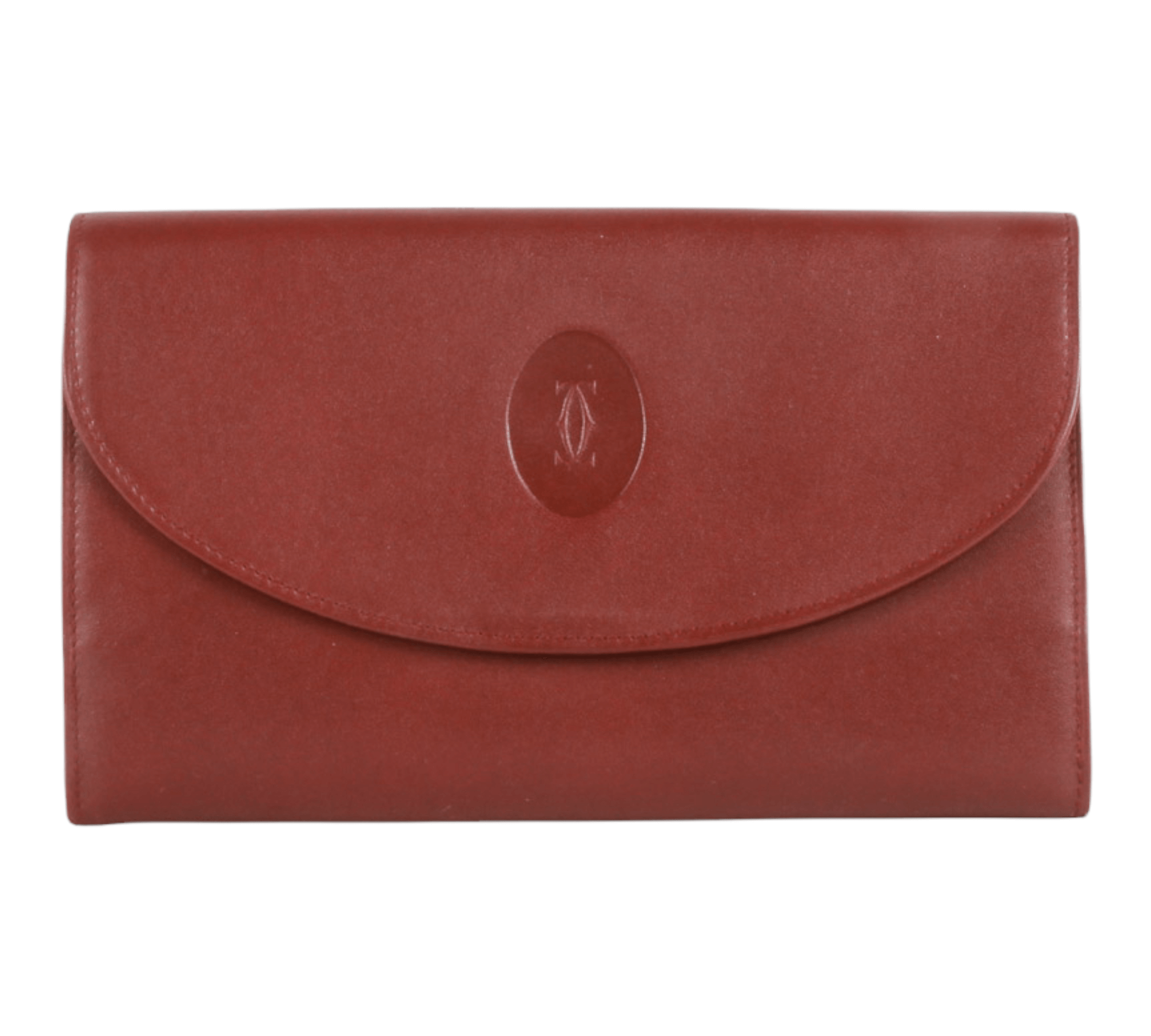 Authentic Must De Cartier tri-fold kisslock long clutch wallet Bordeaux ...