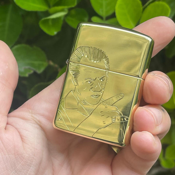 Paulie Walnuts The Sopranos custom hand engraved gold brass zippo lighter case