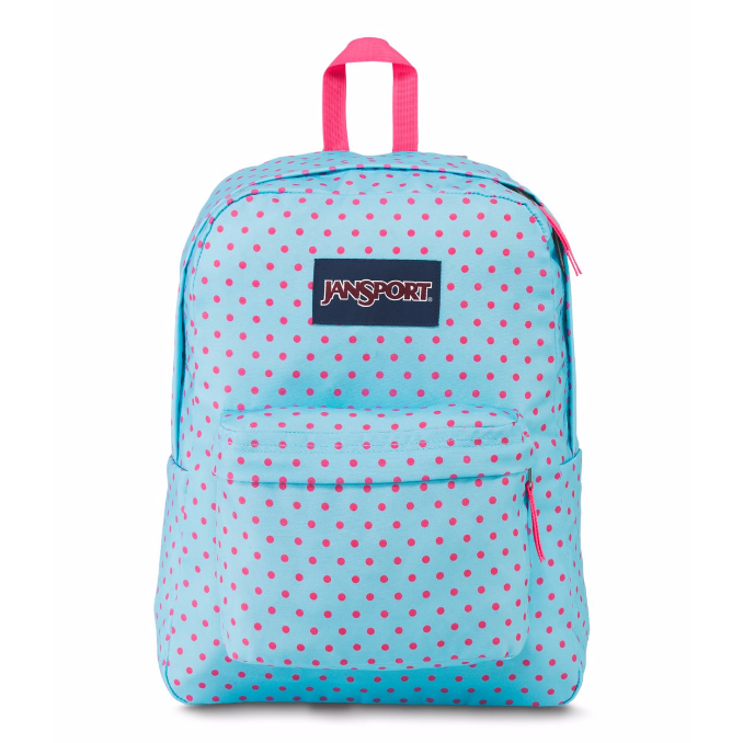 jansport blue polka dot backpack