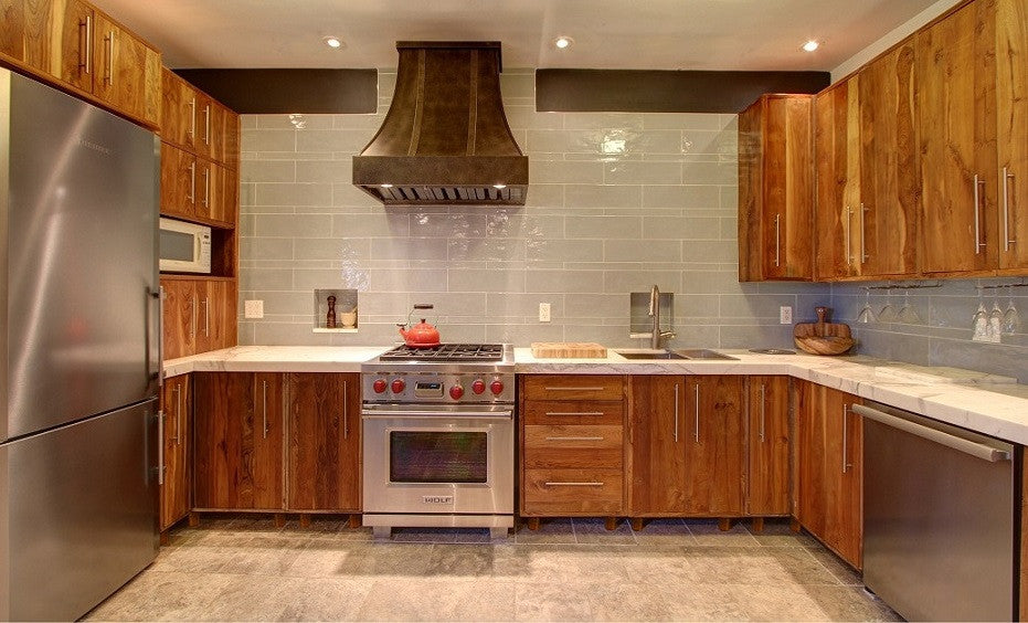 Inde-Art custom build kitchen cabinets with solid reclaimed teak wood