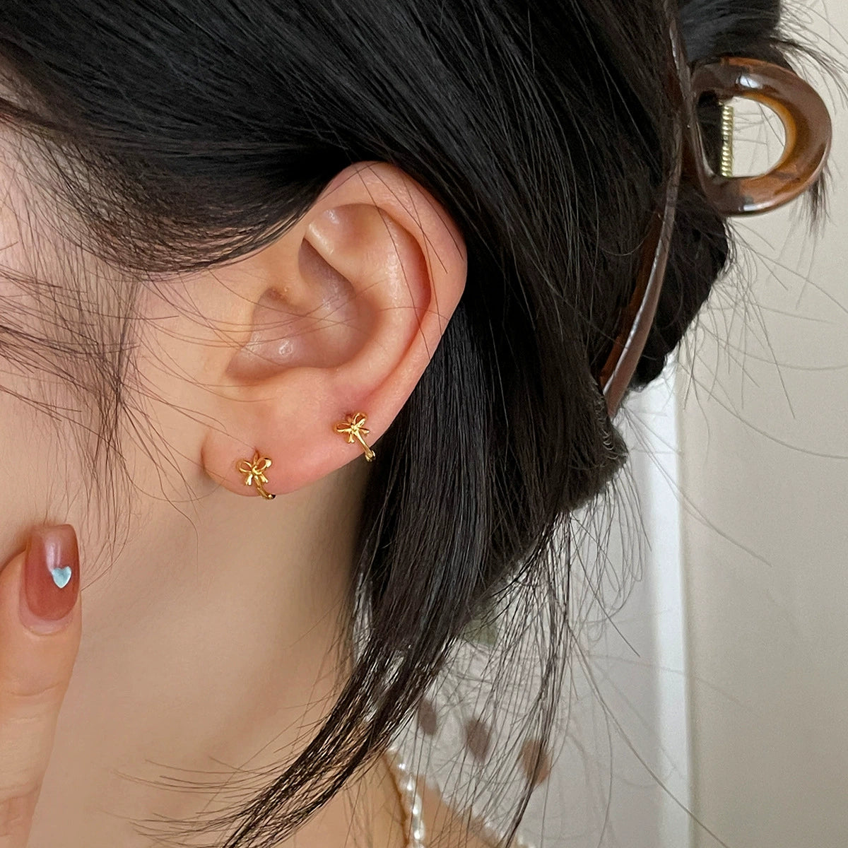Delicate Silver Bow Hoops