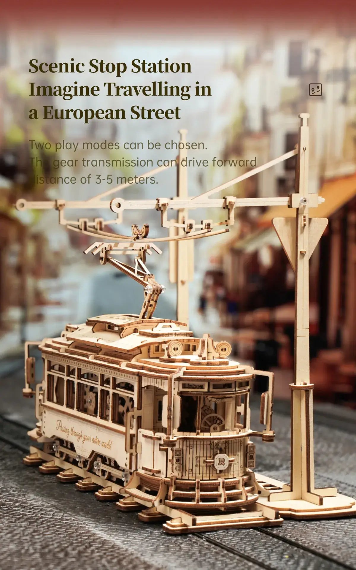 Classic City Tram 3D Wooden Puzzle - Toys Quiz 03