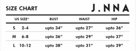 J.NNA SIZE CHART