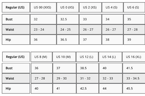 Hashtagg Size Guide (Standard US Sizing)