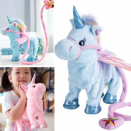 walking unicorn plush toy