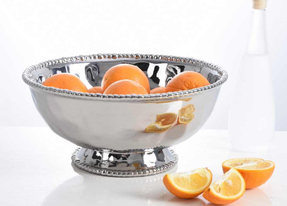 Oversized Footed Bowl, Silver
