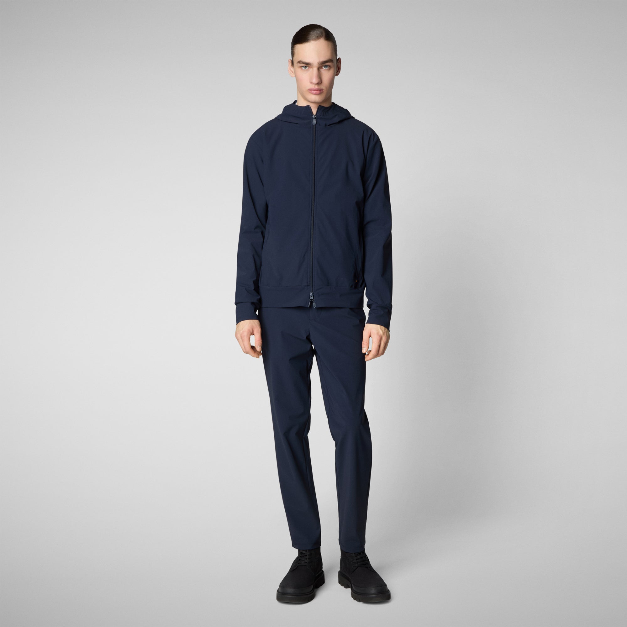 Men's hoody with zip luiz in navy blue
