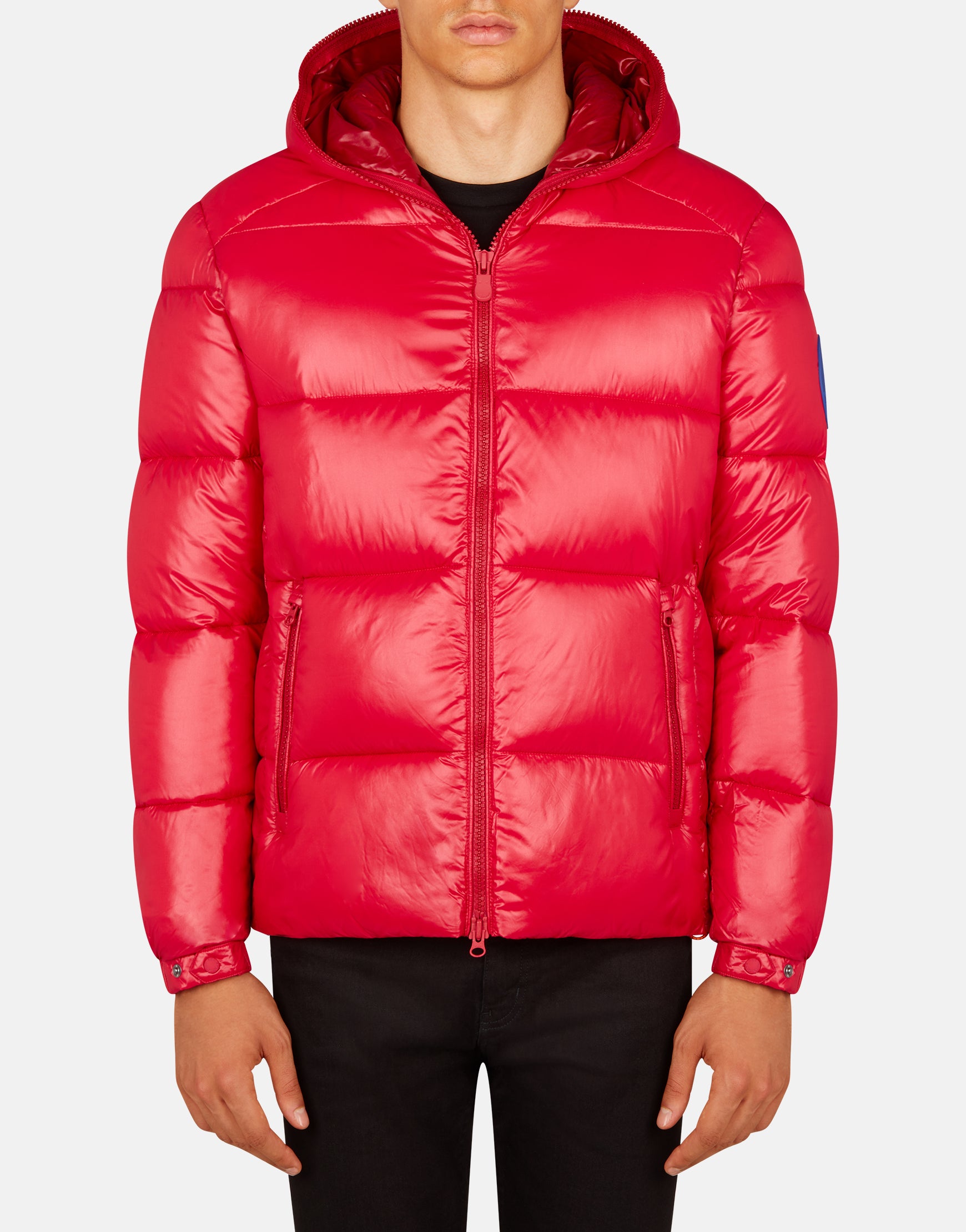 red puffer with hood