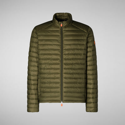 Front view of ALEX: Men's Quilted Puffer Jacket In Dusty Olive