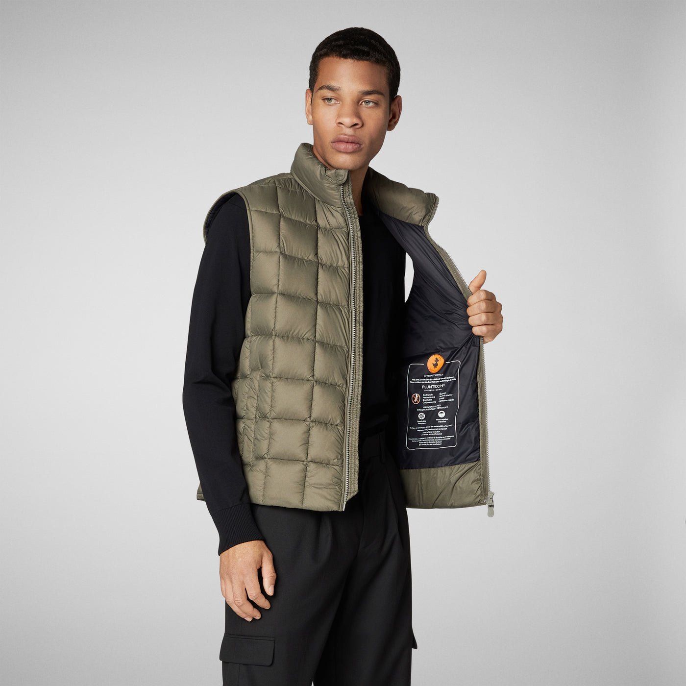 Men's Oswald Puffer Vest with Standing Collar in Grey – Save The