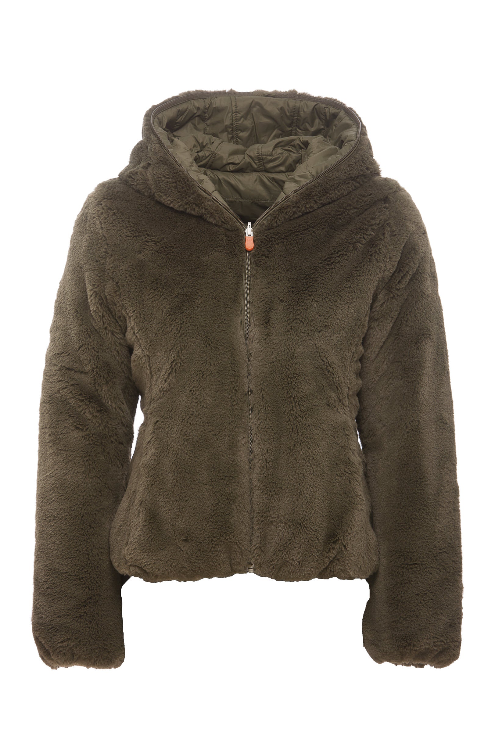 reversible fur jacket with hood