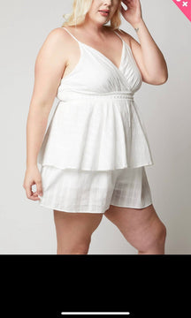 “Summer Bunny” Lace Trim Tiered Romper