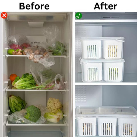 6 Grid Fridge Storage Boxes Containers before after_swipemart