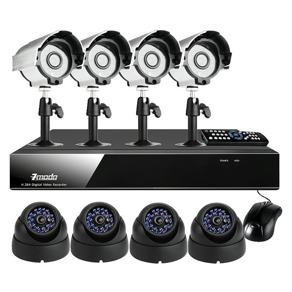8 CH + 8 CCD ( 4 IR Bullet + 4 Vandalproof Dome)