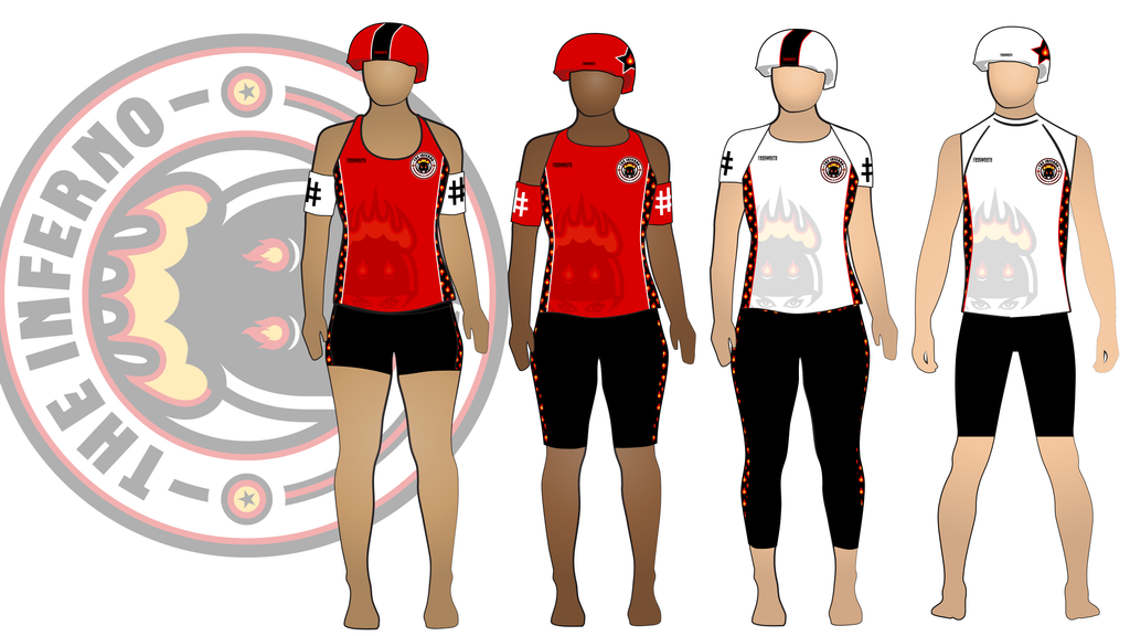 Androscoggin Fallen Angels Uniform Collection | Custom Roller Derby Uniforms by Frogmouth