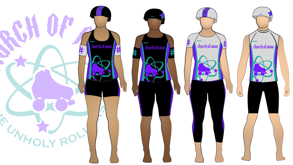 Atomic City Roller Derby Church of Atom Uniform Collection | Custom Roller Derby Uniforms by Frogmouth