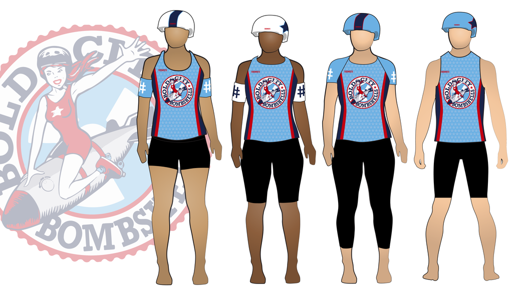 Jacksonville Roller Derby Bold City Bombshells Uniform Collection | Custom Roller Derby Uniforms by Frogmouth