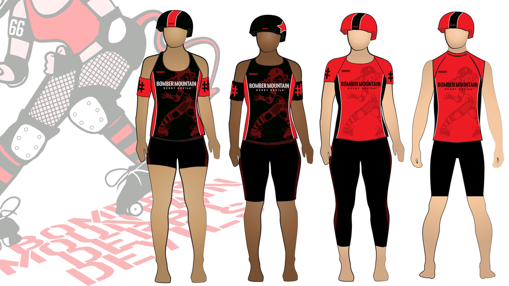 Bomber Mountain Derby Devils 2017 Uniform Collection | Custom Roller Derby Uniforms by Frogmouth