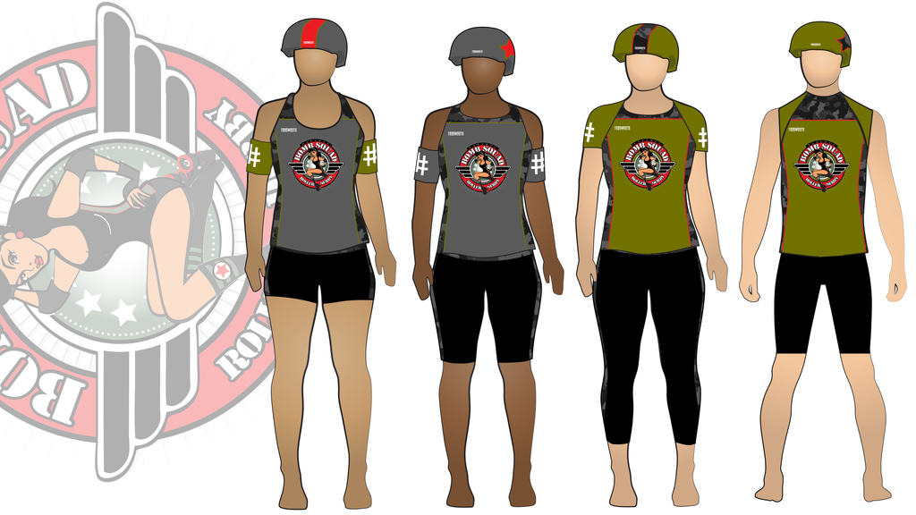 Dubuque Bomb Squad Roller Derby Uniform Collection | Custom Roller Derby Uniforms by Frogmouth