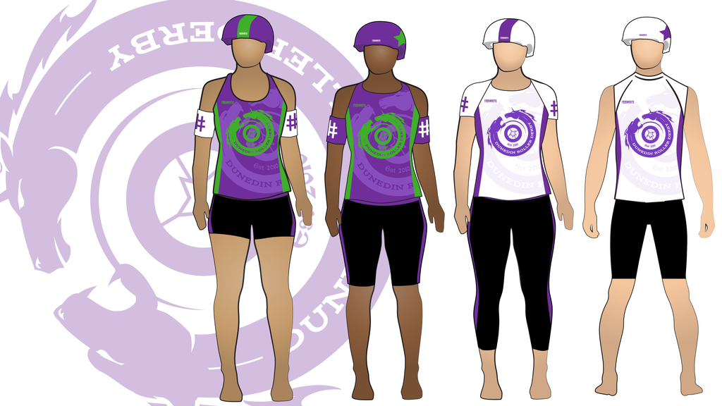 Dunedin Derby Gallow Lasses Uniform Collection | Custom roller derby uniforms by Frogmouth