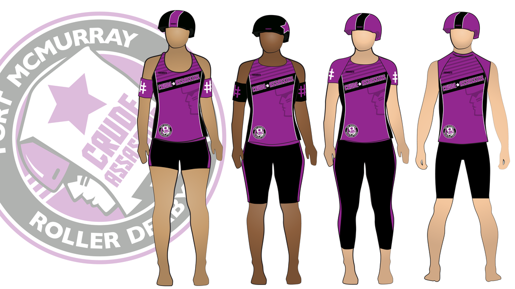 Fort McMurray Roller Derby League Crude Assassins 2017 Uniform Collection | Custom Roller Derby Uniforms by Frogmouth