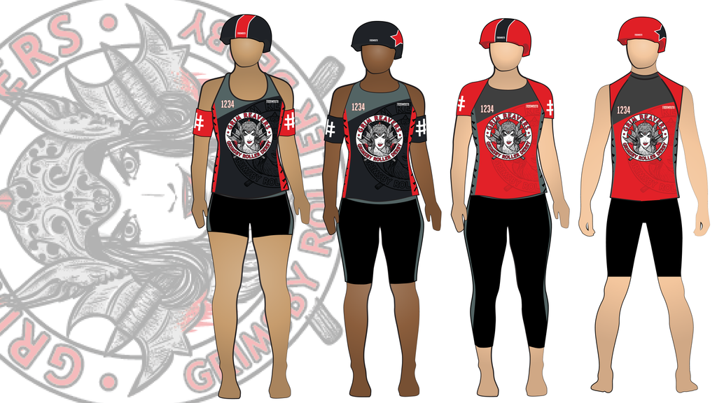 Grimsby Roller Derby Grim Reavers Uniform Collection | Custom Roller Derby Uniforms by Frogmouth