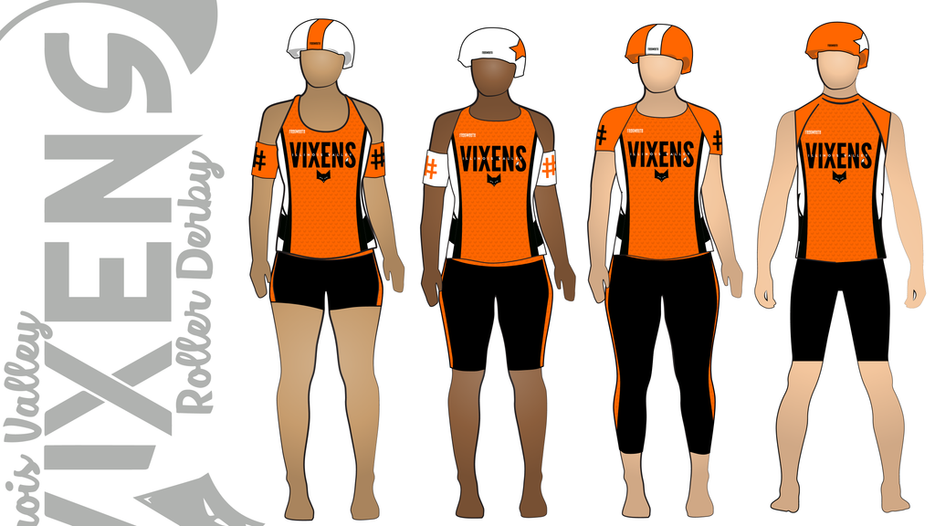 Illinois Valley Vixens Roller Derby uniform collection | custom roller derby uniforms by Frogmouth