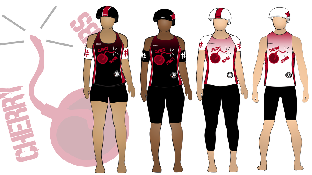 Los Alamos Cherry Bombs Uniform Collection | Custom Roller Derby Uniforms by Frogmouth 
