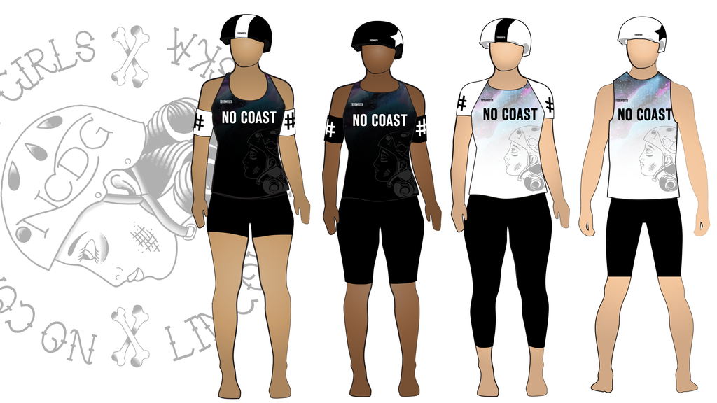 No Coast Derby Girls Travel Team Uniform Collection | Custom Roller Derby Uniforms by Frogmouth