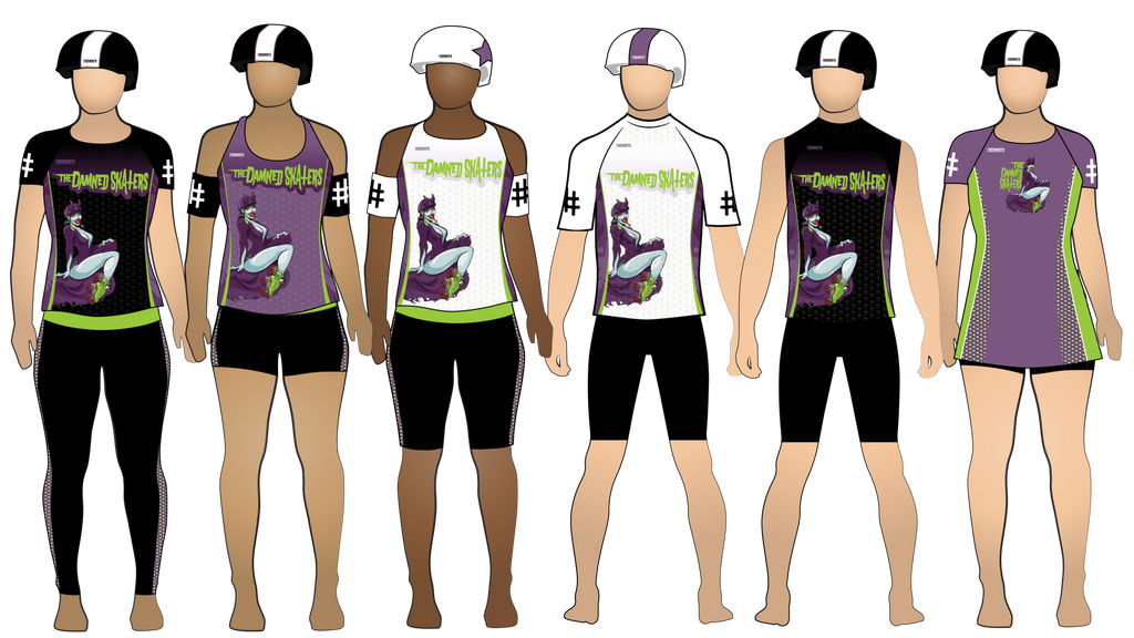 Undead Roller Derby The Damned Skaters 2017 Uniform Collection | Custom Roller Derby Uniforms by Frogmouth