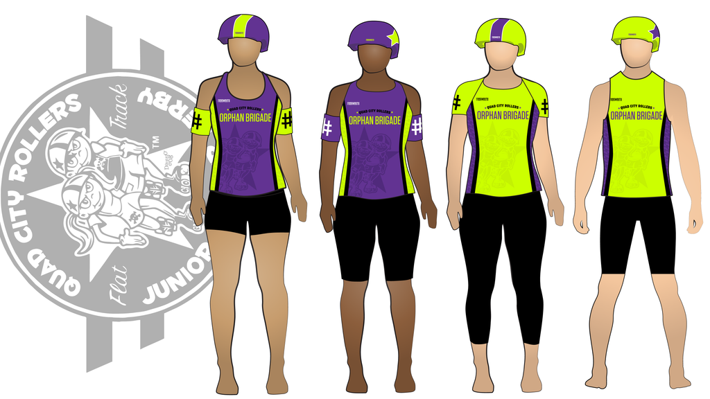 Quad City Rollers Orphan Brigade Uniform Collection | Custom Roller Derby Uniforms by Frogmouth