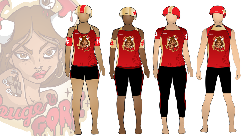 Roller Derby Quebec Rouge & Gore Uniform Collection | Custom Roller Derby Uniforms by Frogmouth