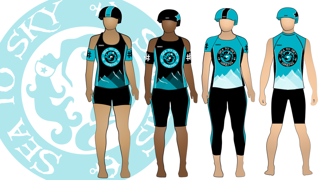 Squamish Womens Roller Derby Sea to Sky Sirens Uniform Collection | Custom Roller Derby Uniforms by Frogmouth