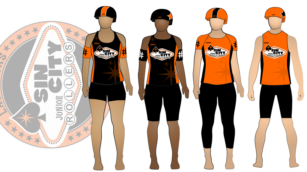 Sin City Junior Rollers Uniform Collection | Custom Roller Derby Uniforms by Frogmouth