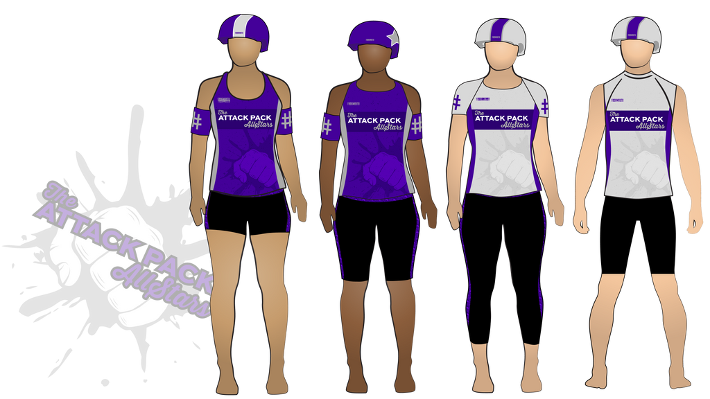 The Attack Pack All Stars 2017 Uniform Collection | Custom Roller Derby Uniforms by Frogmouth