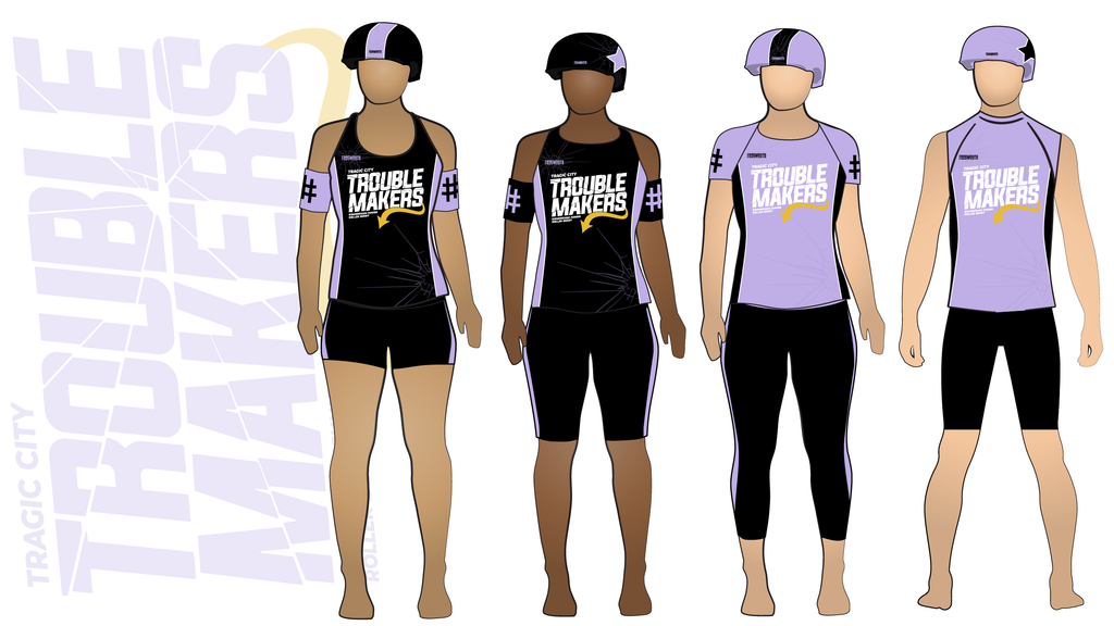 Tragic City Rollers Trouble Makers Uniform Collection | Custom Roller Derby Uniforms by Frogmouth