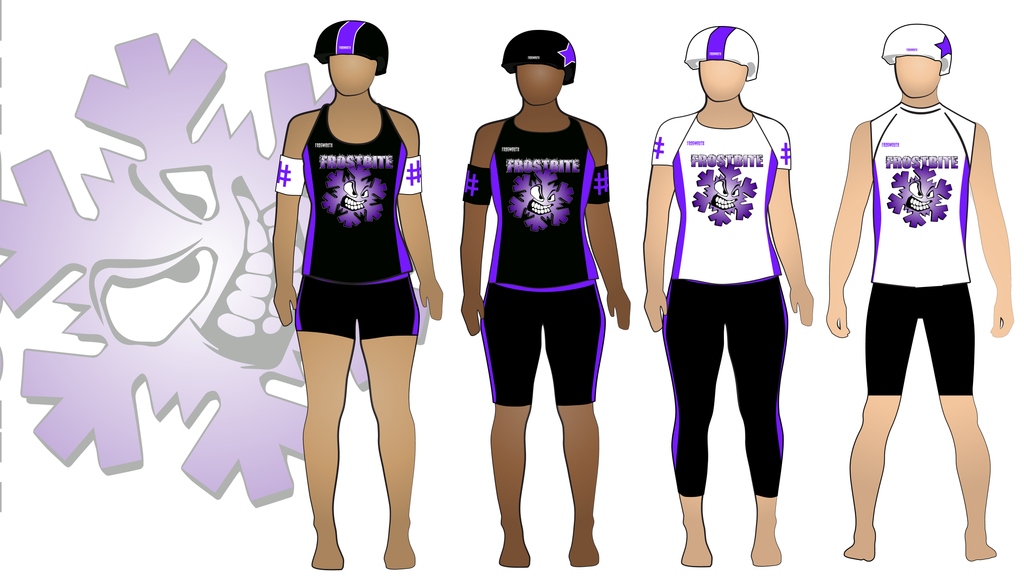 Wheat City Junior Roller Derby Frostbite Uniform Collection | custom roller derby uniforms by Frogmouth