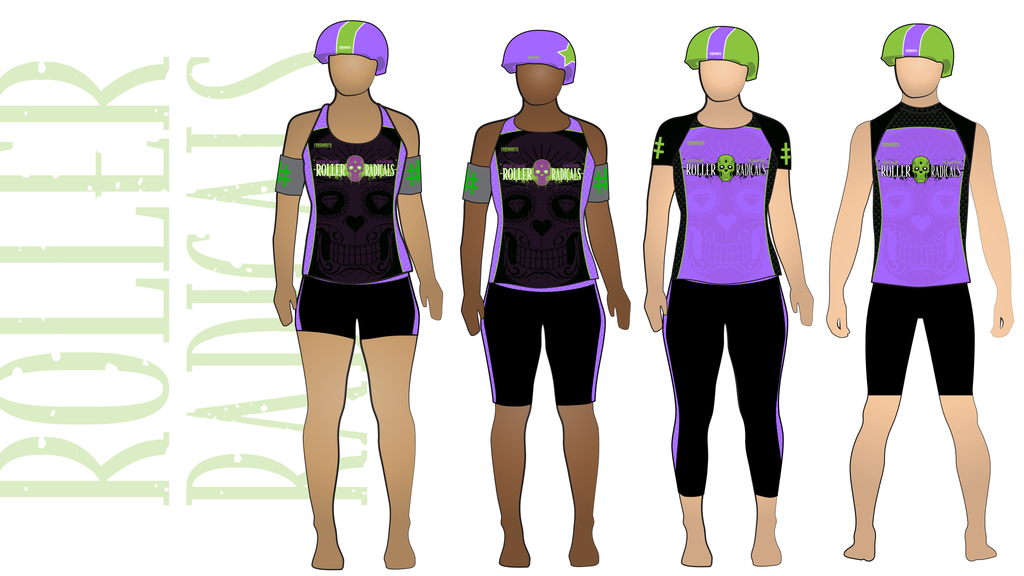 Wilkes Barre Roller Radicals Uniform Collection | Custom roller derby uniforms by Frogmouth
