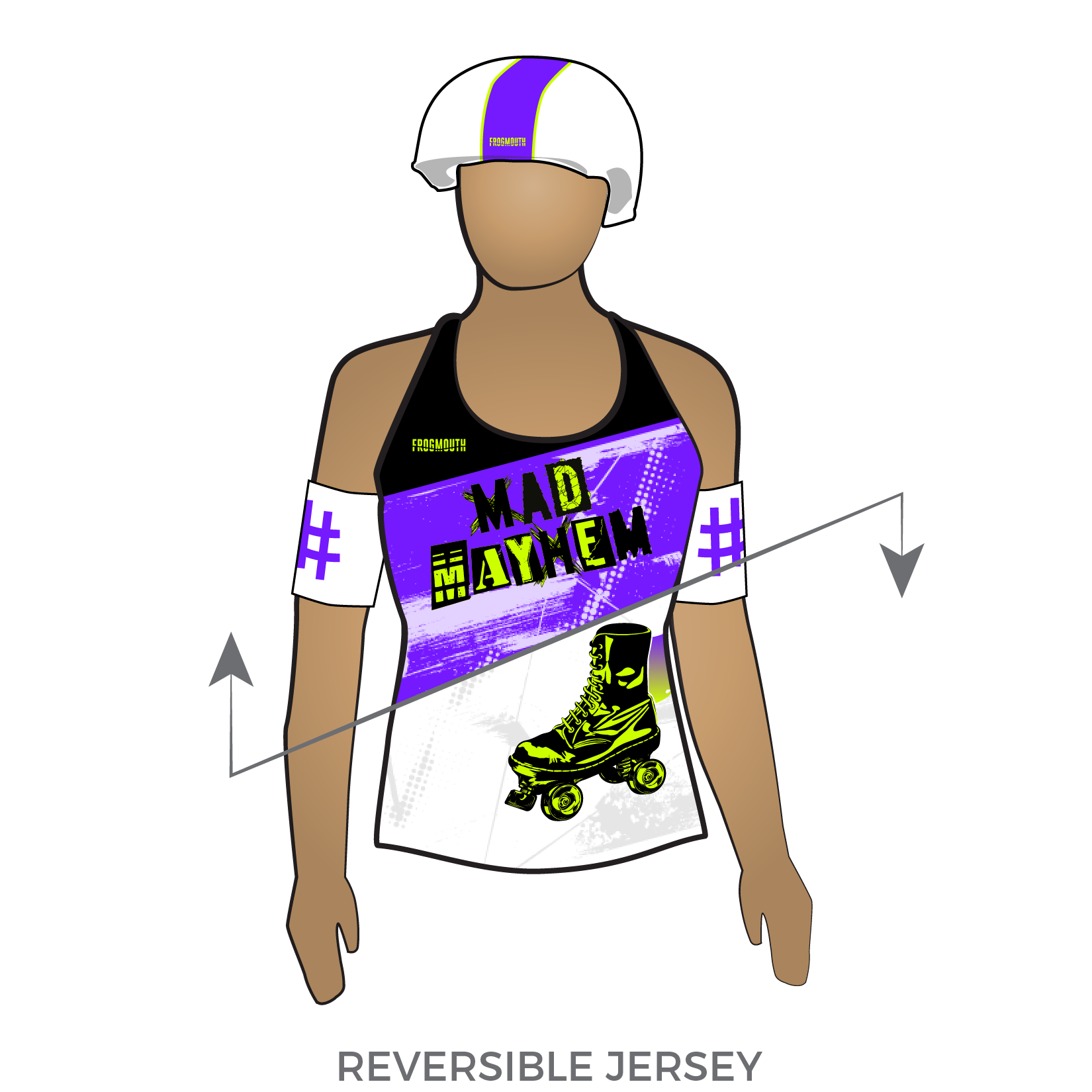 Mad Mayhem Junior Roller Derby: Reversible Uniform Jersey (WhiteR/Purp ...