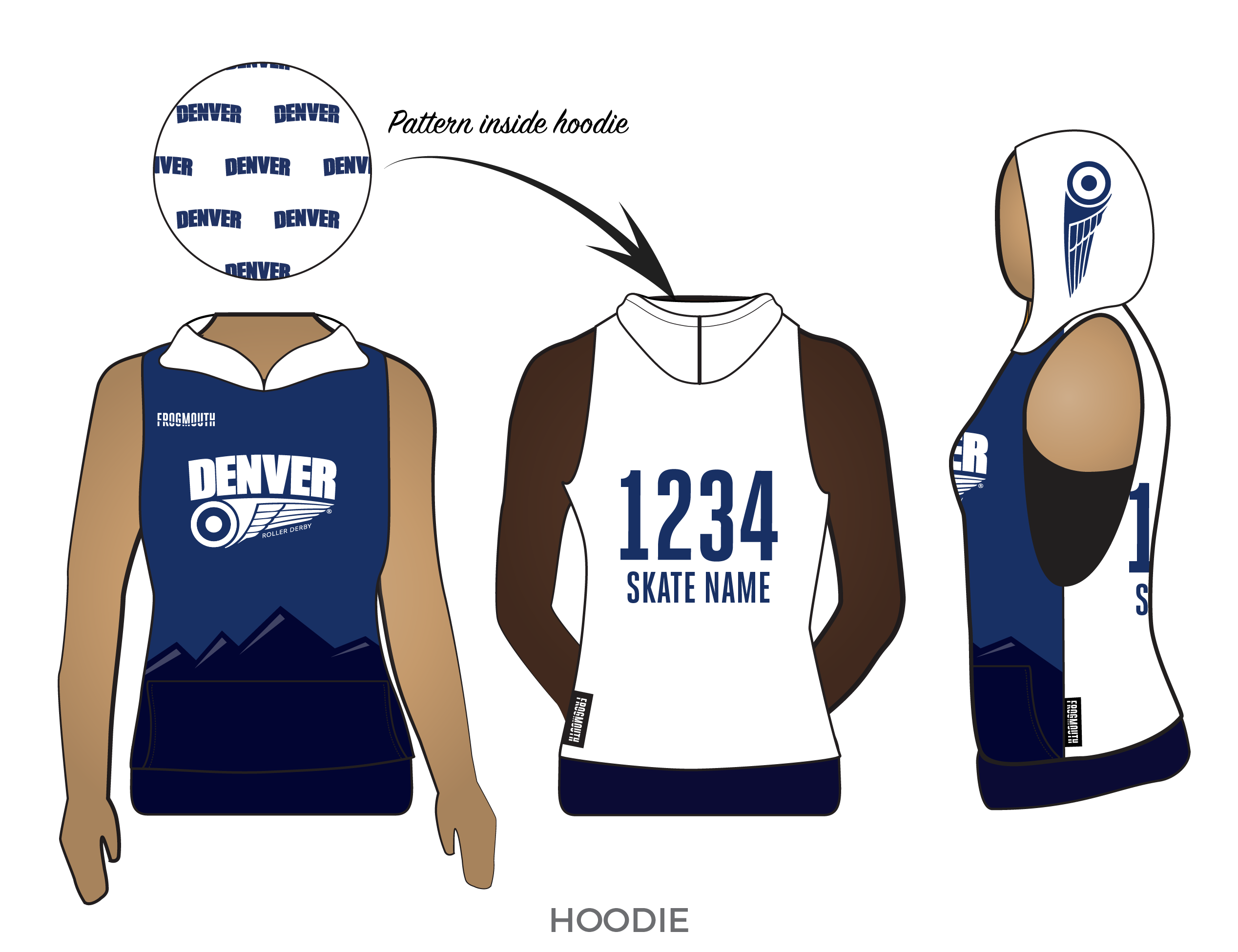 Denver Roller Derby Ground Control: Uniform Sleeveless Hoodie – Frogmouth