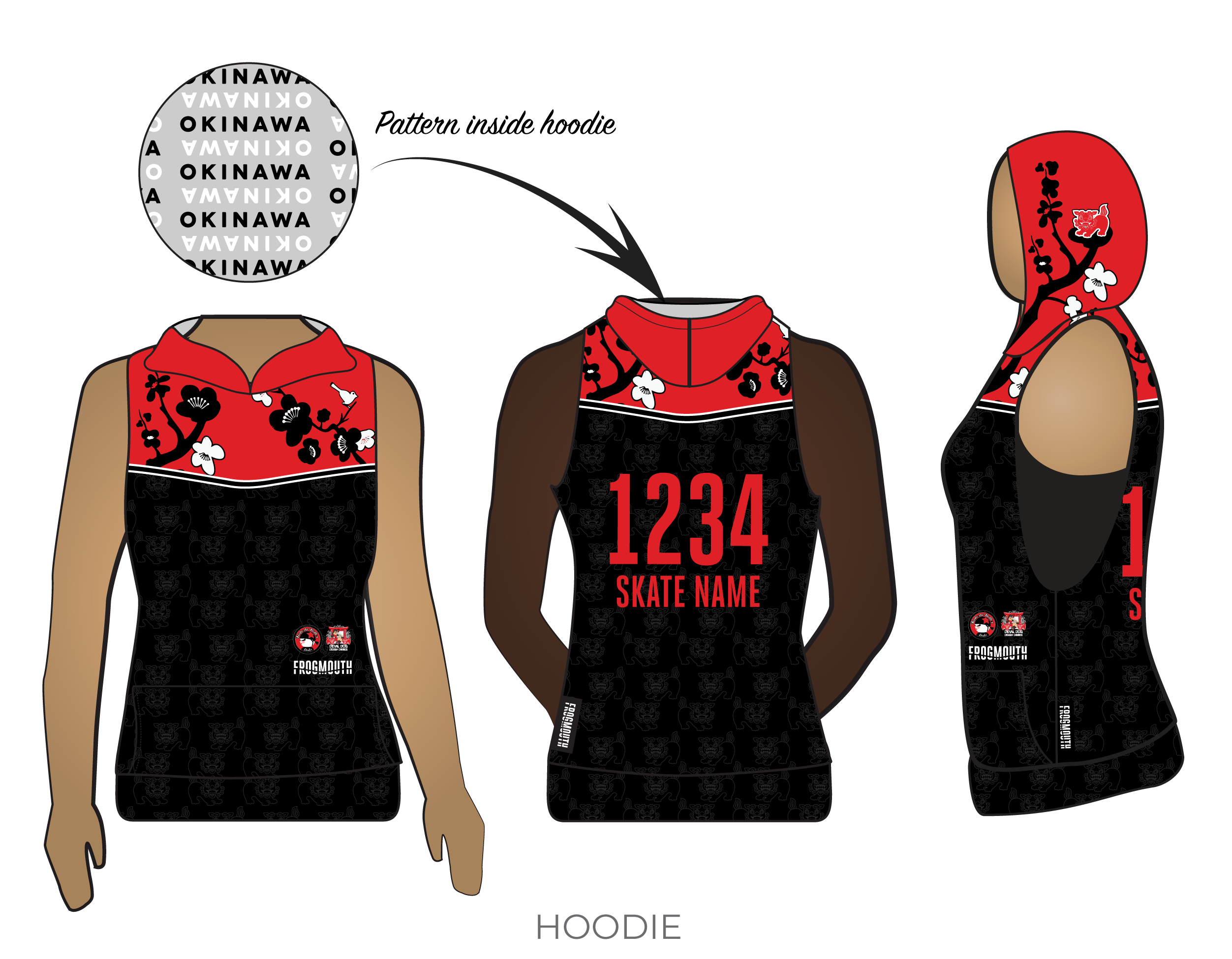 red and black sleeveless hoodie