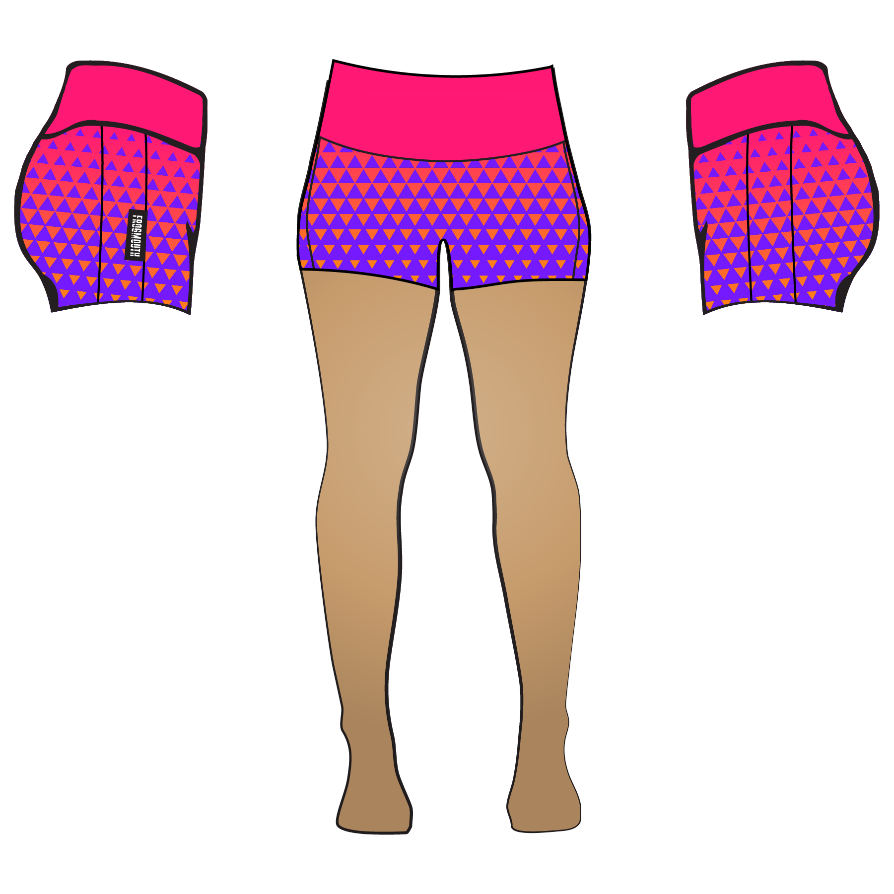 Booty Shorts Pink And Purple Triangles Frogmouth