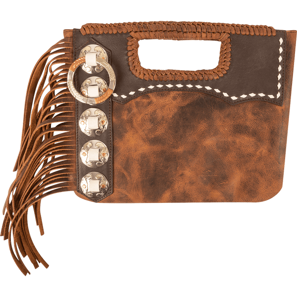 Sunflower Woven Leather Fringe Purse