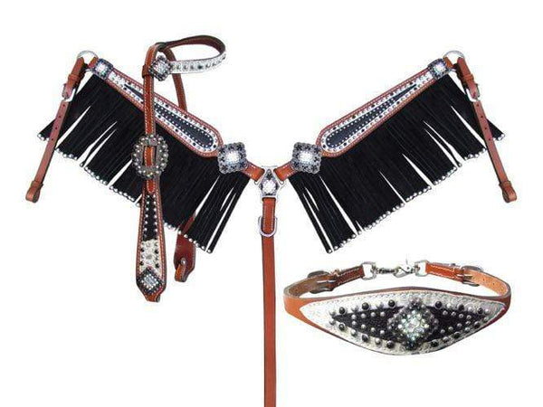 Showman ® Brown & White Checker Print One Ear Headstall and