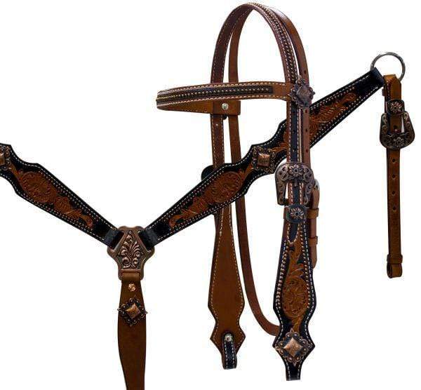 Showman ® Brown & White Checker Print One Ear Headstall and