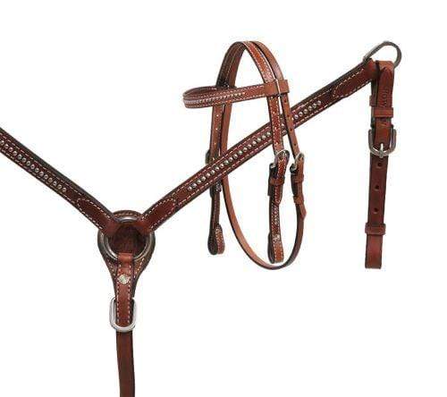 Showman Mini Size Medium Leather Headstall Set with Silver Studs – Hay ...