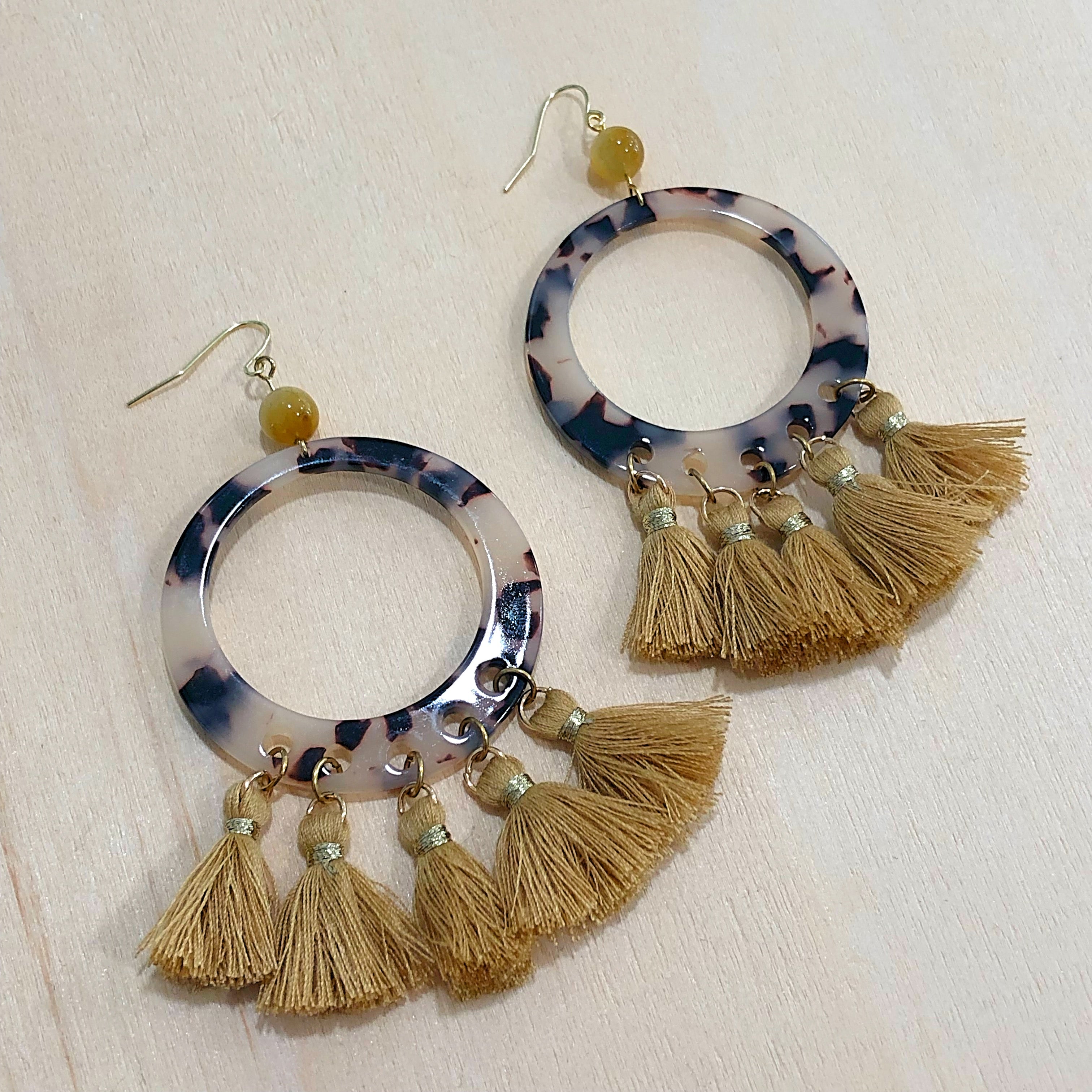 The Talia - Mustard - Semi-precious Tassel Earrings