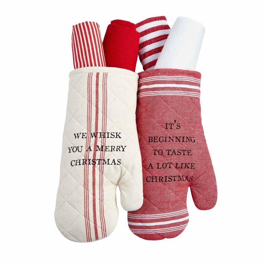 Pom Buti Red Oven Mitt Set