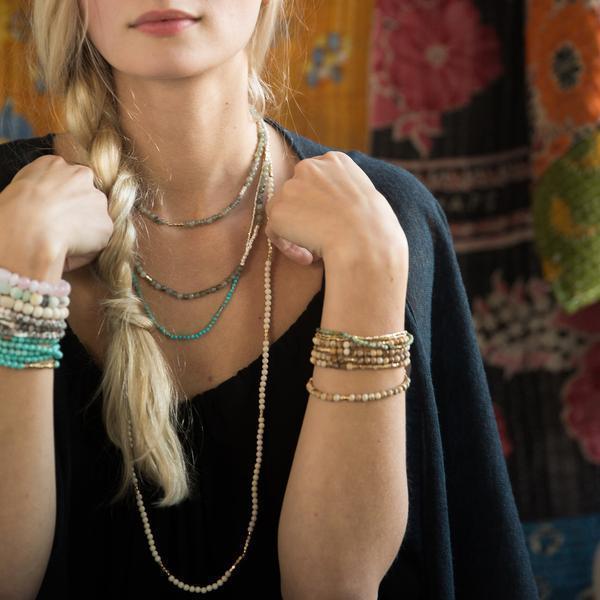 Scout Curated Wears Mini Stone Chain Stacking Bracelet Aqua Terra Jasp -  Great Lakes Boutique